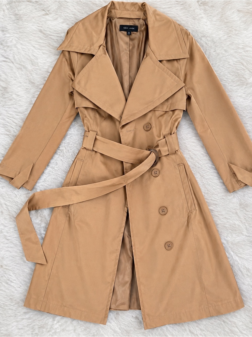bebe Camel Trench Coat with Belt